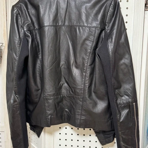Trouve Women's Black Leather Moto Jacket Draped Front Size Medium - Picture 6 of 6